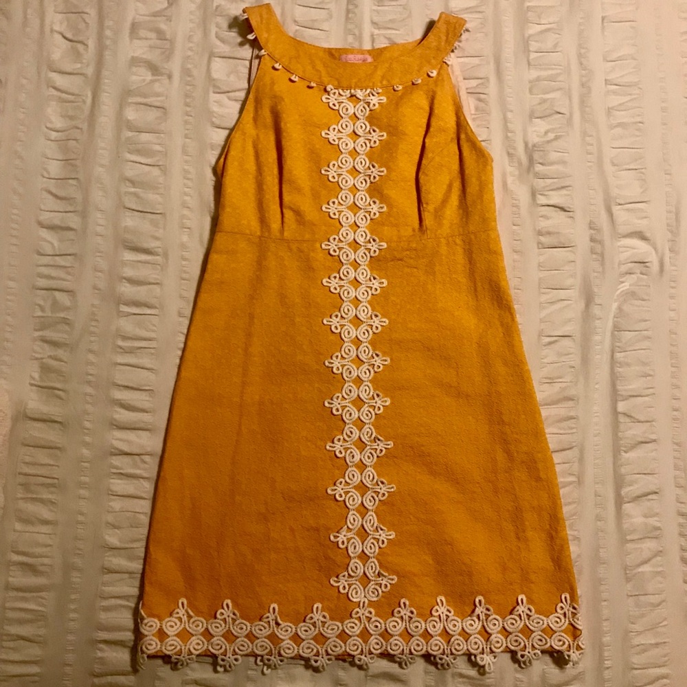 Lilly Pulitzer Mustard Shift Dress Size 8 😍🎀❤️